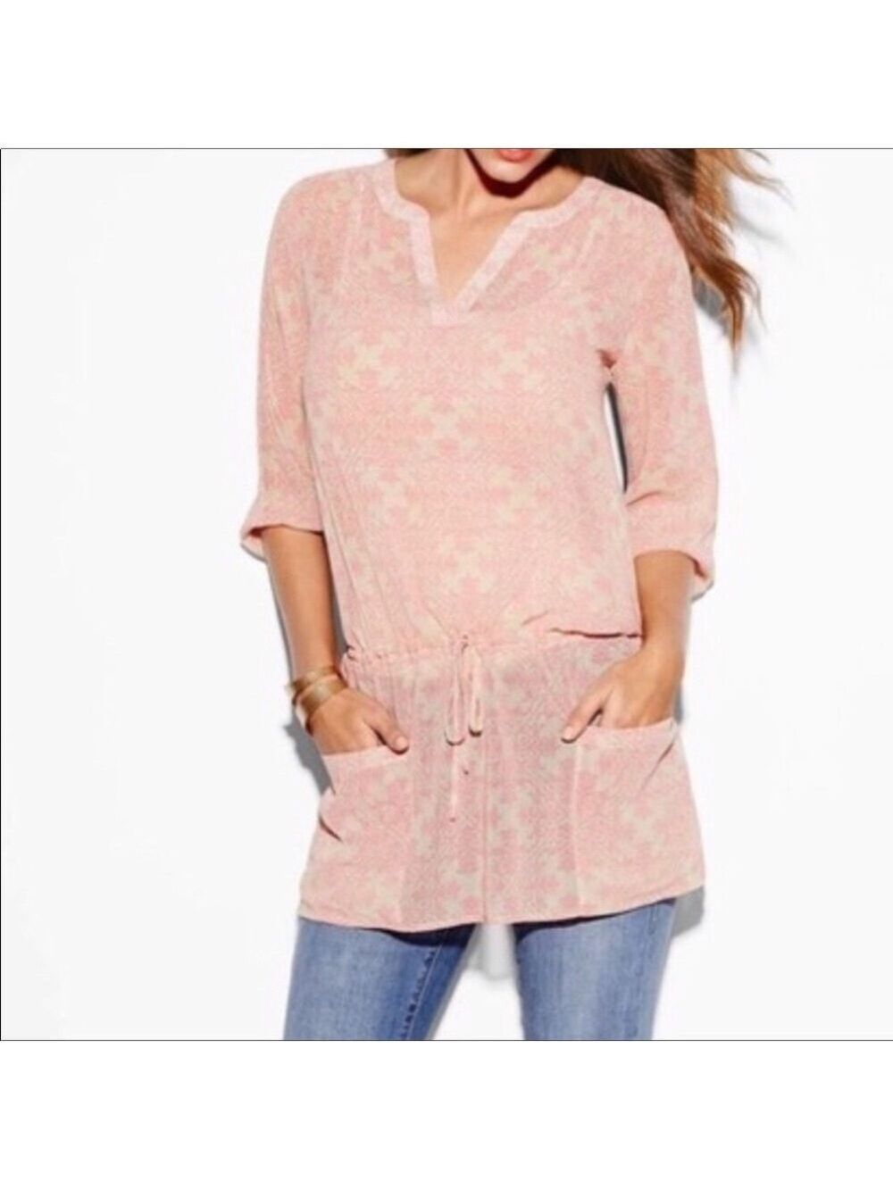 Cabi Poolside Tunic Top With Pockets Size Small